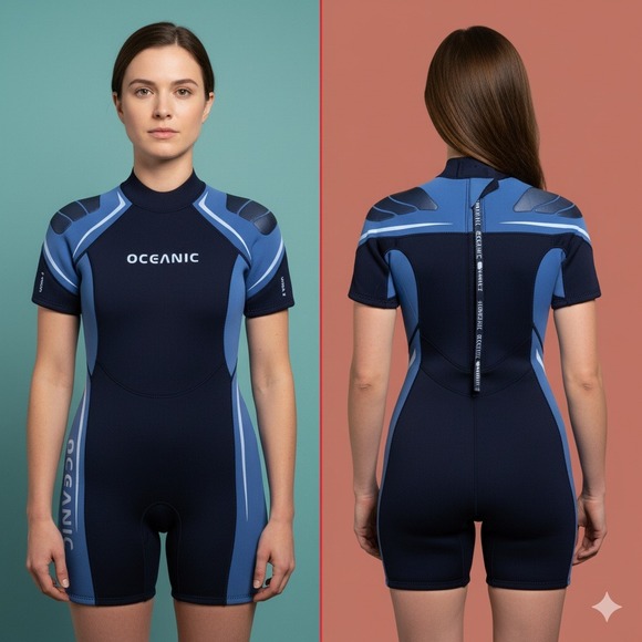Oceanic Ultra 2 Shorty Wetsuit Womens Small Neoprene Scuba Dive Springsuit - Picture 1 of 10